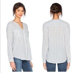 Joie Kalanchoe Button Down Shirt in Porcelain and Indigo Stripe Size XS